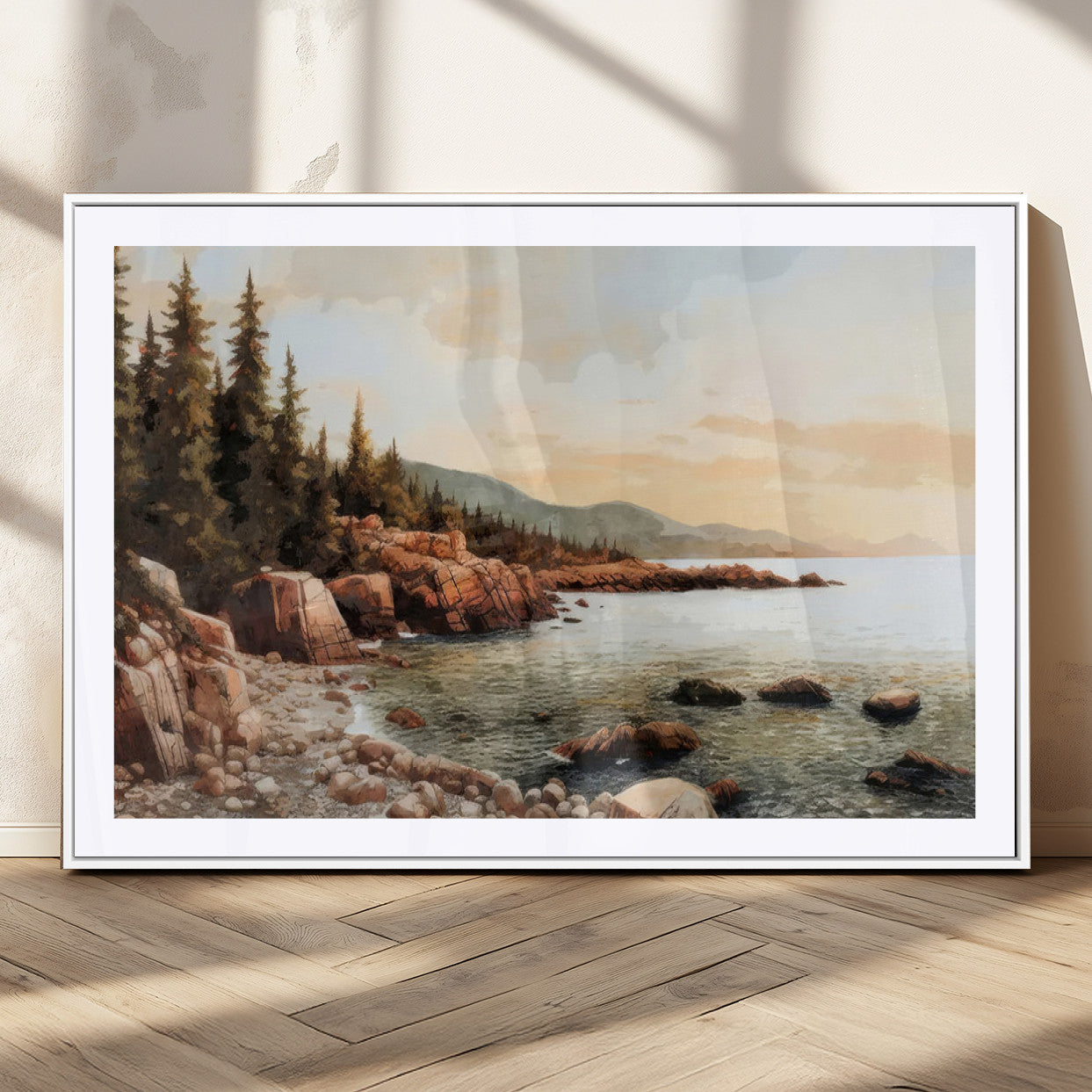 77145-MGC-FP-36x24_White-Serene Coastal View of Acadia National Park Wall Art - Stunning 3-Panel Wall Art Canvas Print,