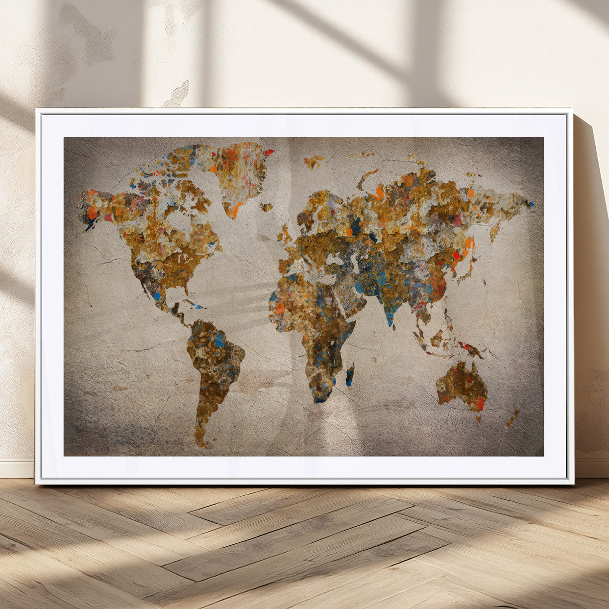 MGC-FP-36x24 - Push Pin World Map Canvas Print – Framed Wall Art for Couples to Track Their Travels – Anniversary