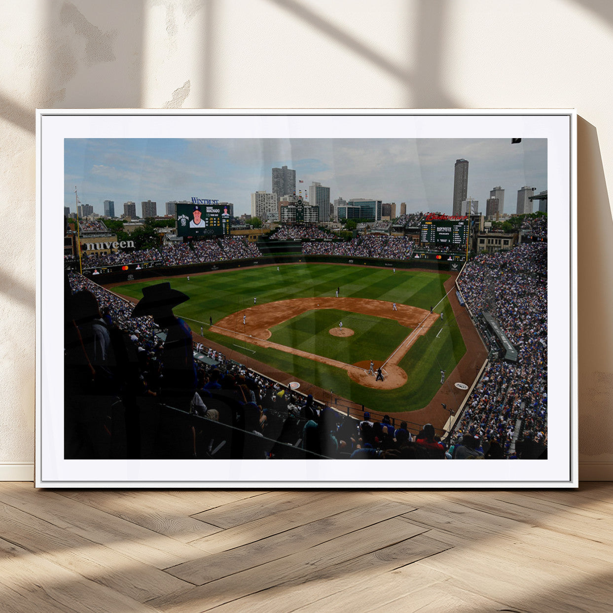 34859-MGC-FP-36x24_White-Chicago Cubs Baseball Team Print - Wrigley Field Stadium Wall Art Canvas Print