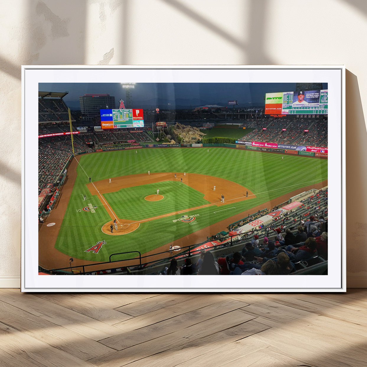 93707-MGC-FP-36x24_White-Angel Stadium Aerial Canvas Print – Los Angeles Angels Baseball Canvas Print, Framed, Ready to Hang