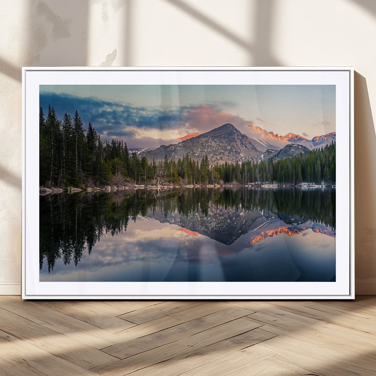 MGC-FP-36x24 - Bear Lake Reflection at Rocky Mountain National Park Wall Art Canvas Print, Scenic Mountain Landscape Canvas Print Set | Mountain Lake Wall Art Print