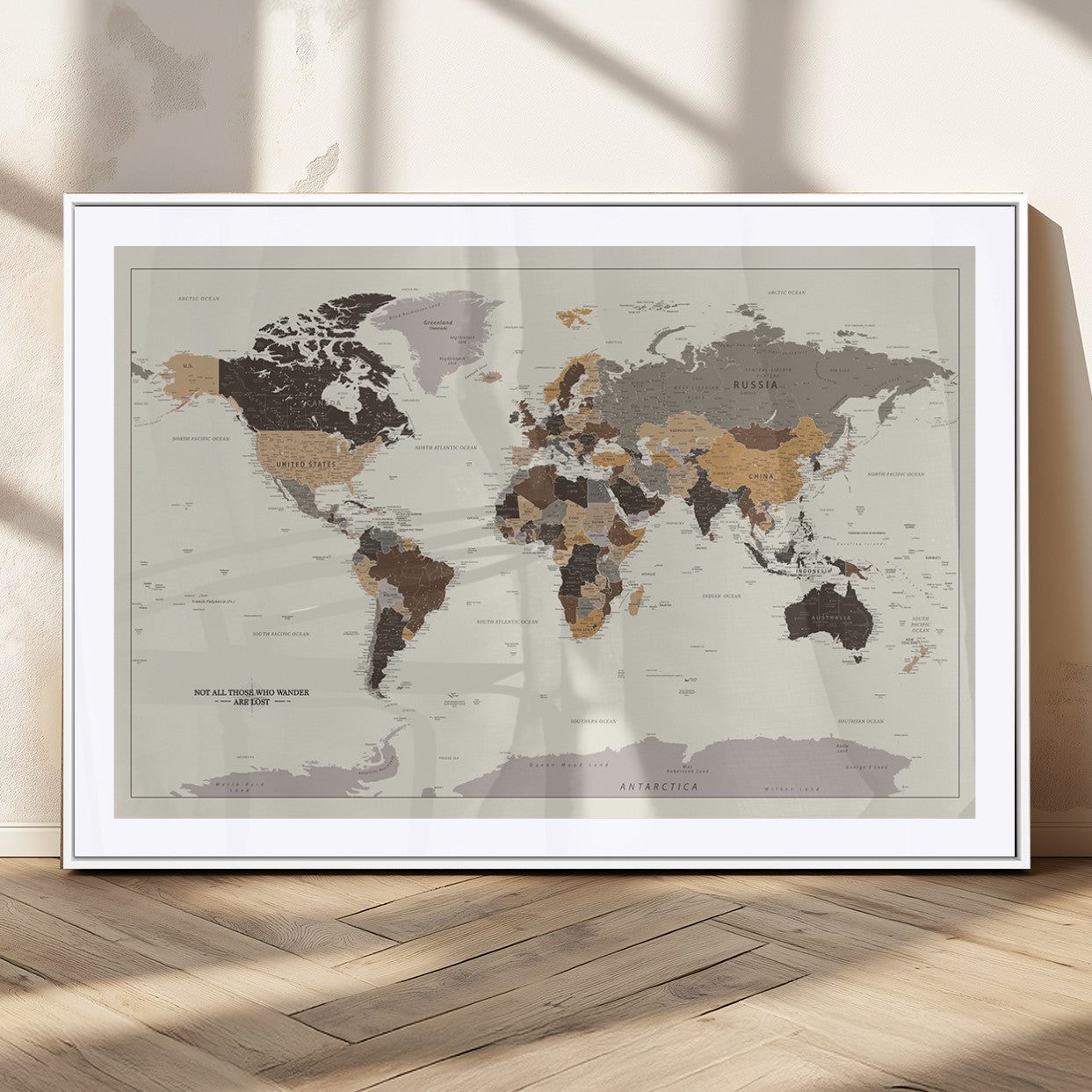 MGC-FP-36x24 - Push Pin World Map Canvas Print – Framed Wall Art for Couples to Track Their Travels – Anniversary