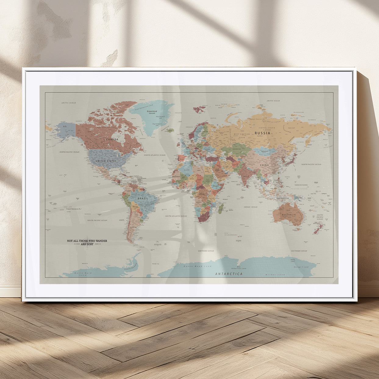 MGC-FP-36x24 - Push Pin World Map Canvas Print – Framed Wall Art for Couples to Track Their Travels – Anniversary