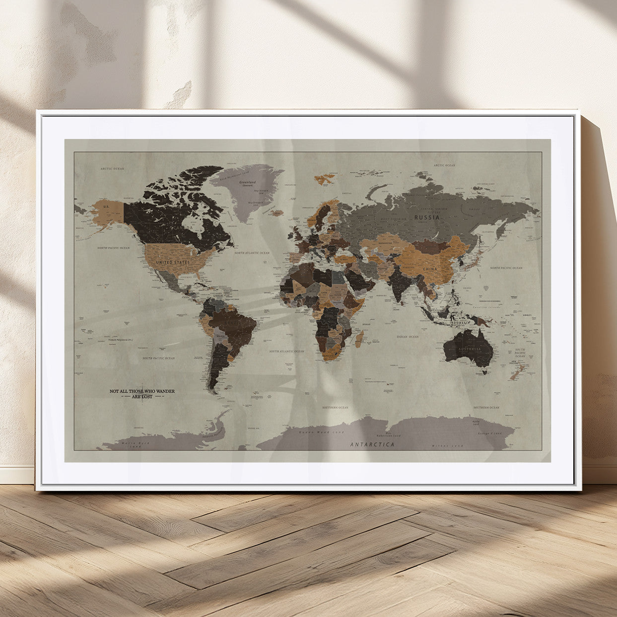 MGC-FP-36x24 - Push Pin World Map Canvas Print – Framed Wall Art for Couples to Track Their Travels – Anniversary