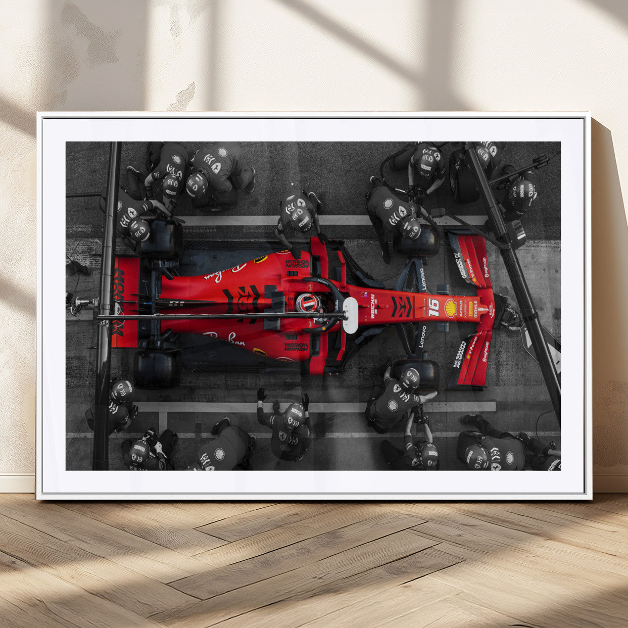 MGC-FP-36x24 - Ferrari Pit Stop Canvas Wall Art – Precision and Speed Captured in Bold Motorsport Imagery – Ready