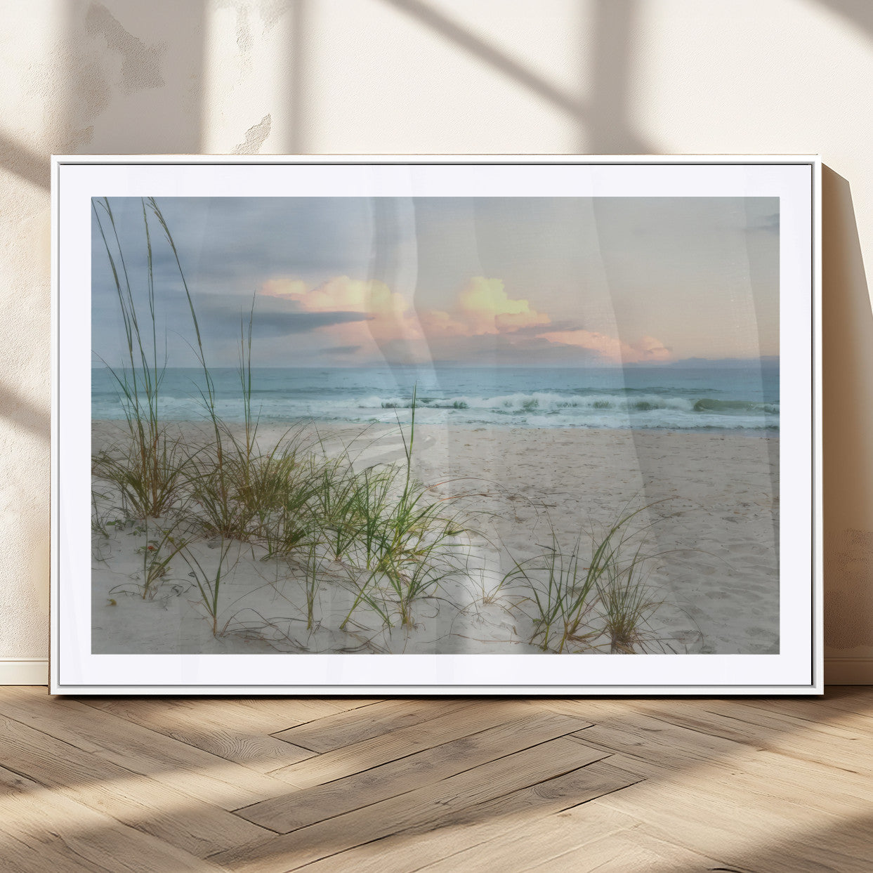 MGC-FP-36x24 - Flight Over Coastal Beach Landscape, Flight Over Coastal Beach Print Canvas Wall Art