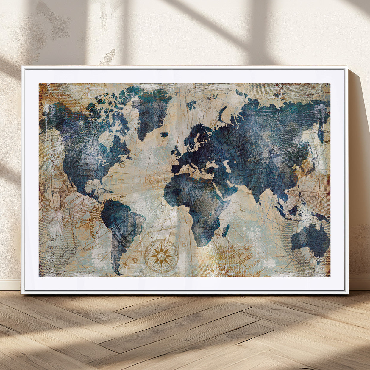 MGC-FP-36x24 - Push Pin World Map Canvas Print – Framed Wall Art for Couples to Track Their Travels – Anniversary