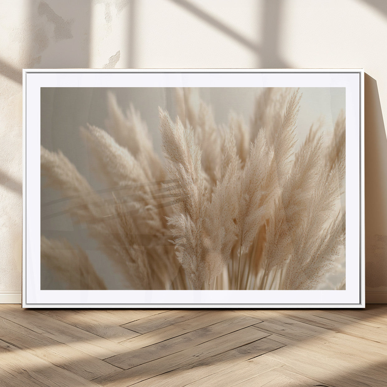 MGC-FP-36x24 - Pampas Grass Canvas Wall Art - Elegant Neutral Decor for Living Room, Boho Minimalist Artwork, Ready
