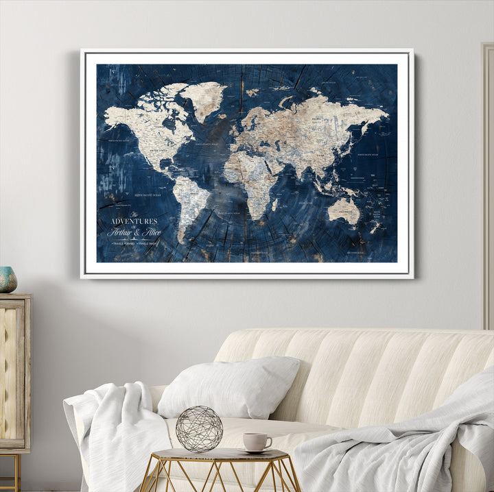 Personalized World Map Wall Art Print - Framed Custom World Map Canvas Print - Personalized World Map Wall Art, Customize Wall Art Map Print