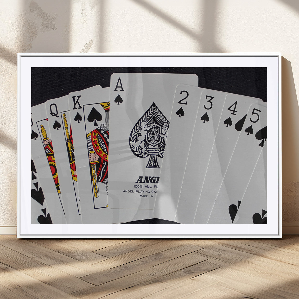 MGC-FP-36x24 - Poker Wall Art - Playing Cards Canvas Wall Art Print - Ace of Spades and Royal Flush Design, Perfect