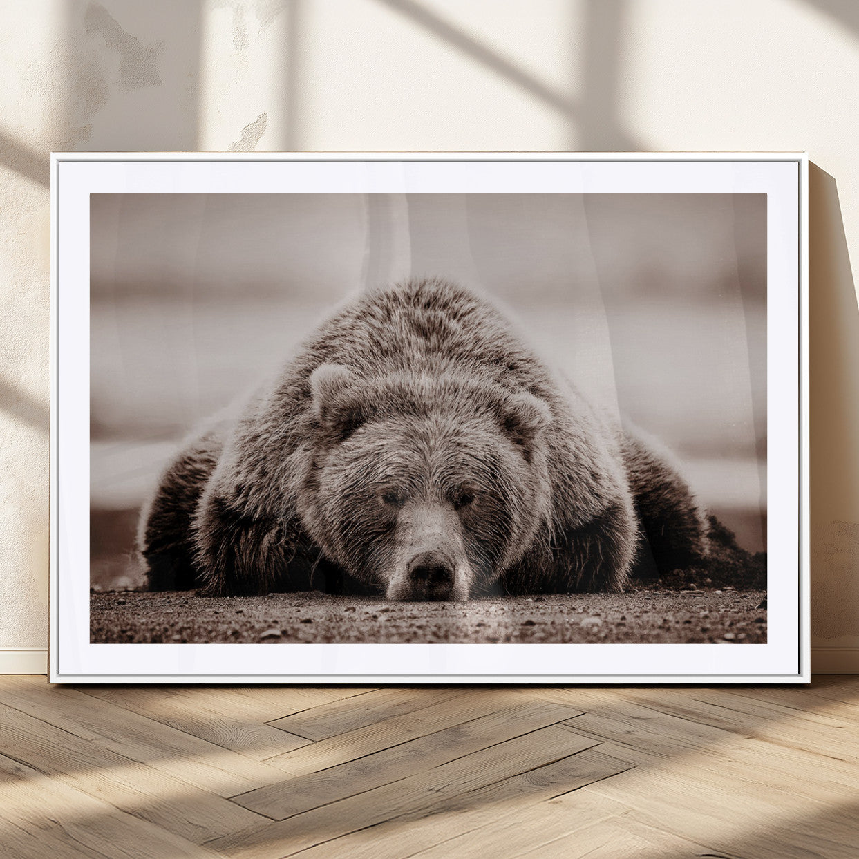 MGC-FP-36x24 - Grizzly Bear Wall Art Print - Bear Canvas Wall Art - Rustic Bear Portrait Canvas Print for Cabin