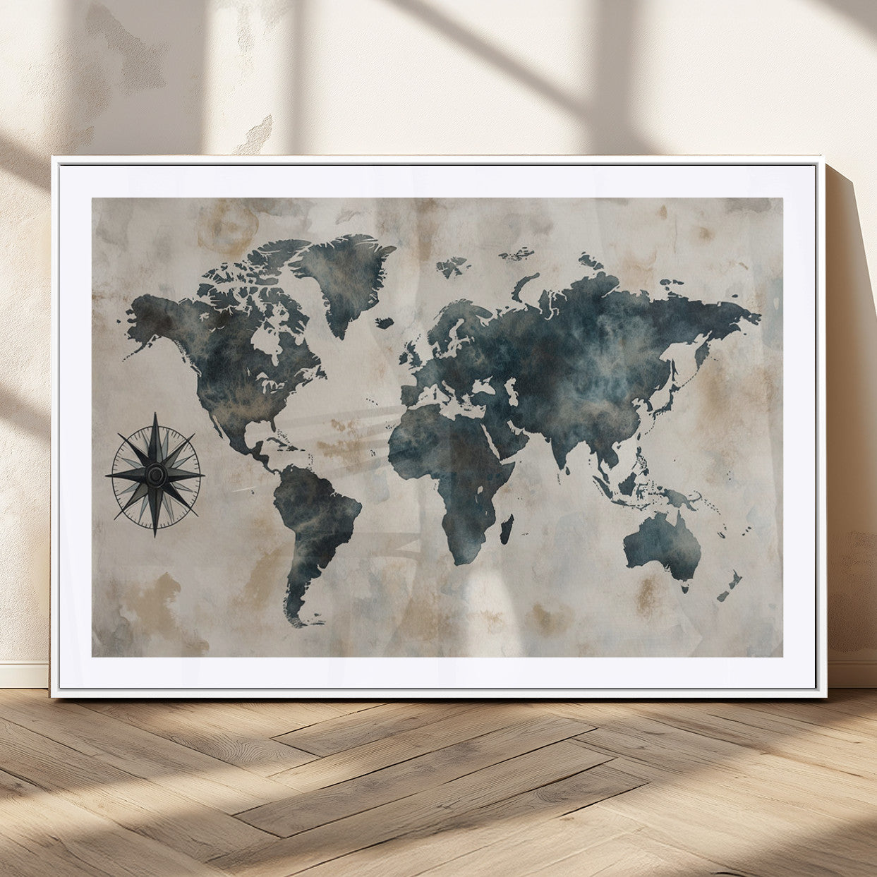 MGC-FP-36x24 - Push Pin World Map Canvas Print – Framed Wall Art for Couples to Track Their Travels – Anniversary