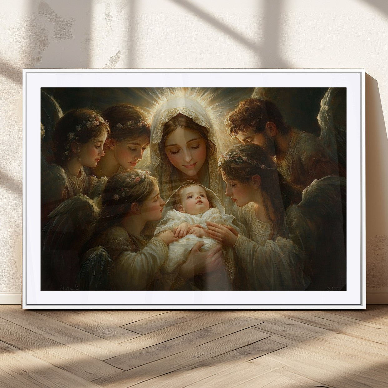 MGC-FP-36x24 - Mary Jesus Canvas Wall Art Print - Madonna and Child with Apostles Art Print - Classic Christian