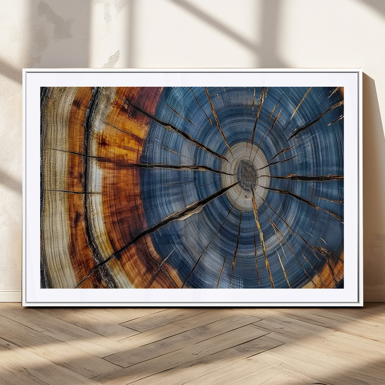 MGC-FP-36x24 - Abstract Tree Rings Canvas Wall Art - Wood Grain Canvas Print - Nature-Inspired Modern Wood Grain