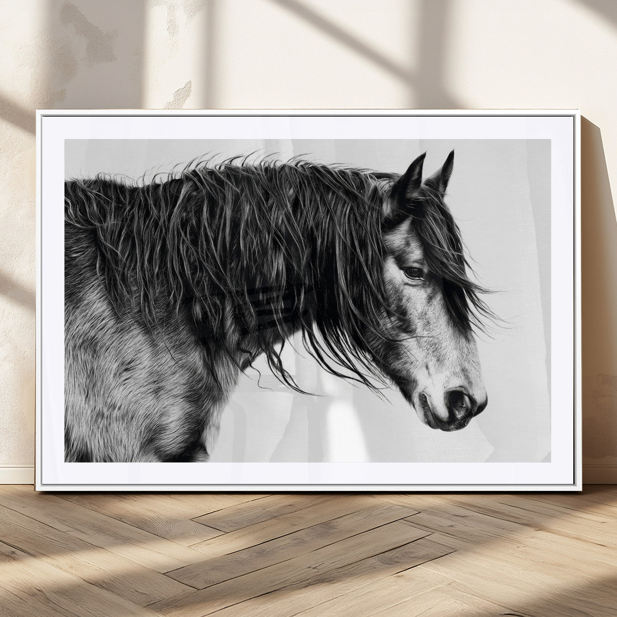 MGC-FP-36x24 - Black Horse Wall Art Canvas Print for Farmhouse Decor and Woodland Decoration
