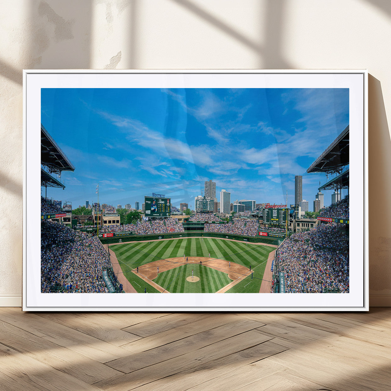 MGC-FP-36x24 - Wrigley Field Chicago Cubs Panoramic Art Multi Piece Canvas - Iconic Baseball Stadium Print for
