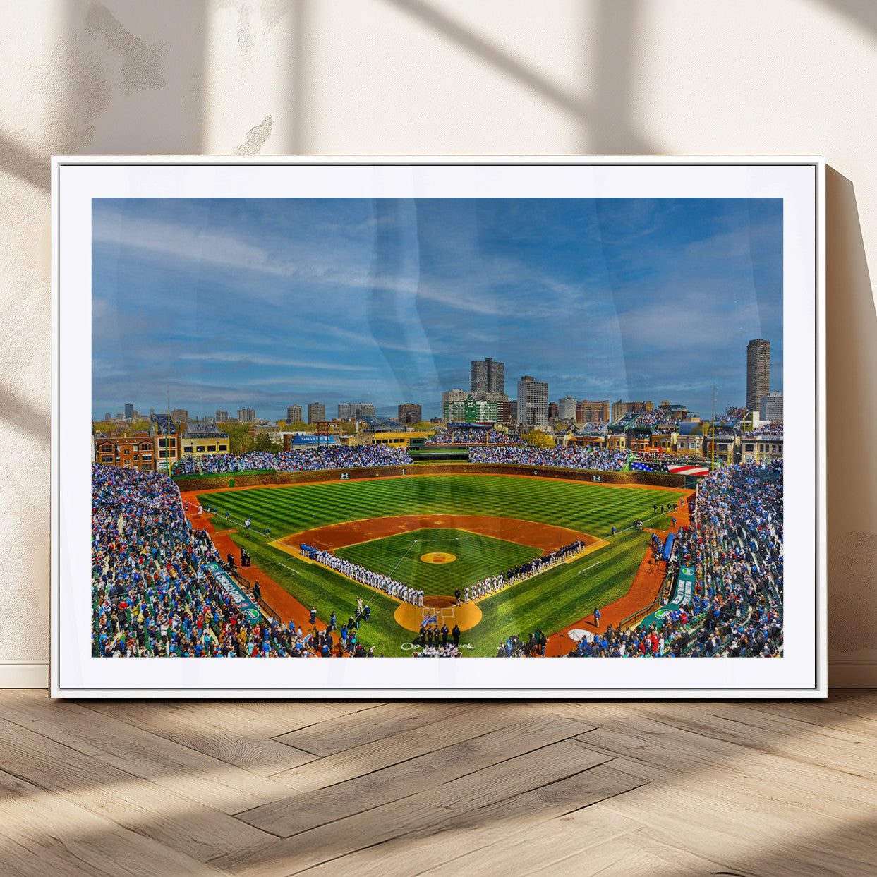 MGC-FP-36x24 - Wrigley Field Chicago Cubs Panoramic Multi Piece Canvas Wall Art - Iconic Baseball Stadium Canvas
