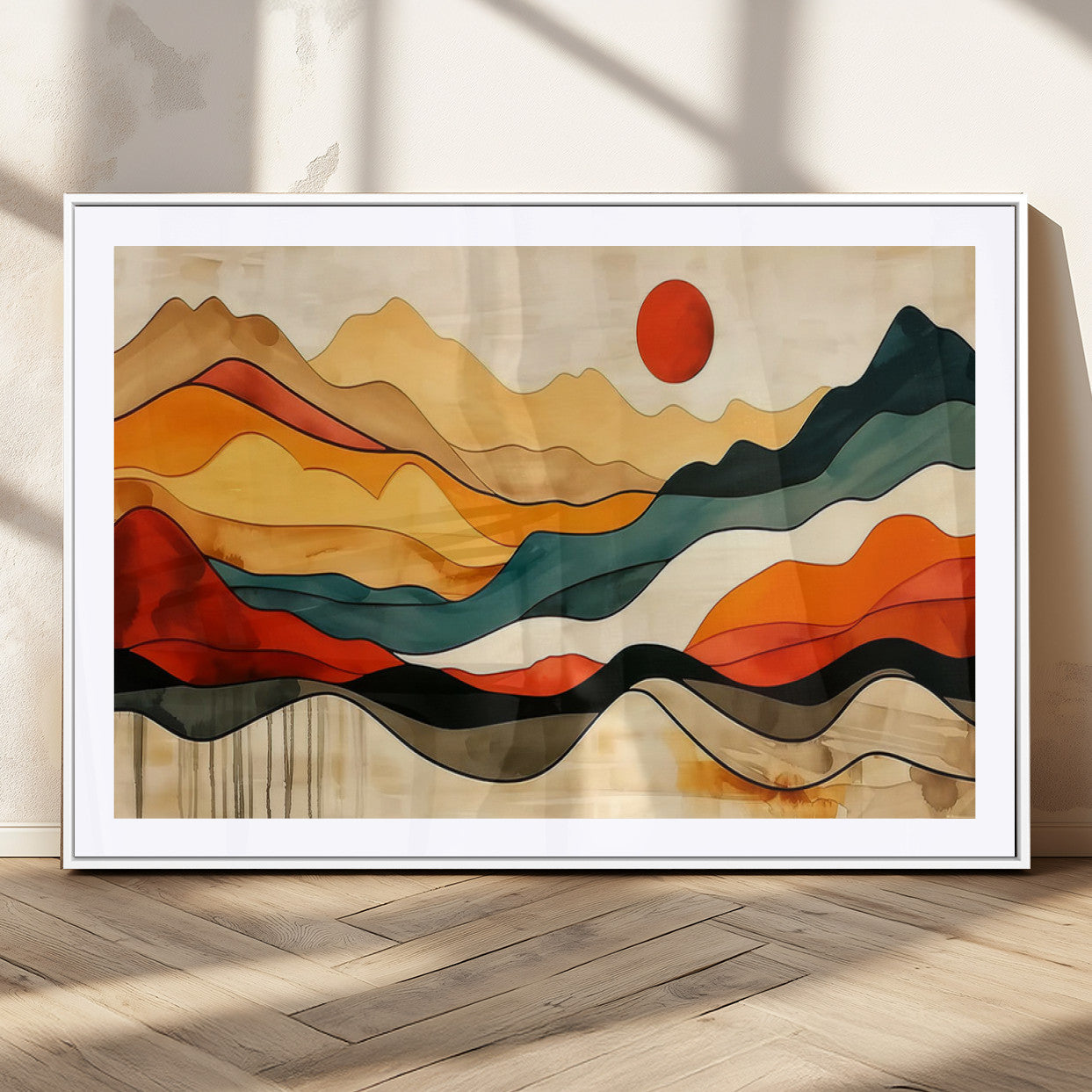 MGC-FP-36x24 - Mid Century Wall Art Print  - Abstract Woodland Print - Modern Art Panoramic Mountain Wall Art