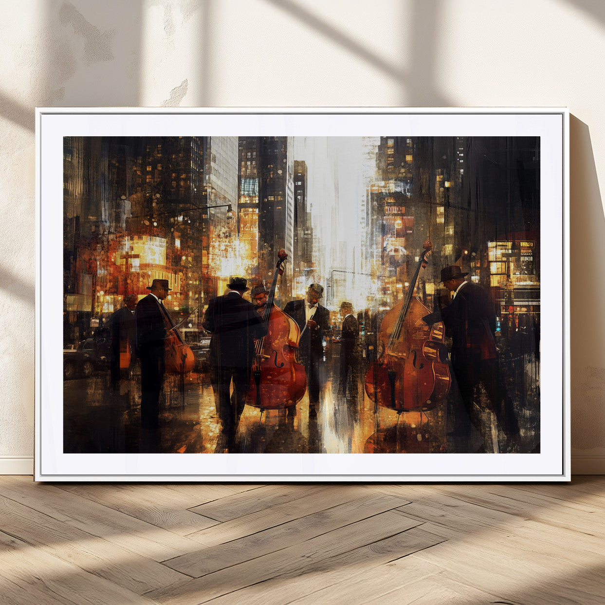 MGC-FP-36x24 - Abstract Jazz Art Wall Art Canvas Print - Framed Abstract Music Canvas - Colorful Instrument Poster