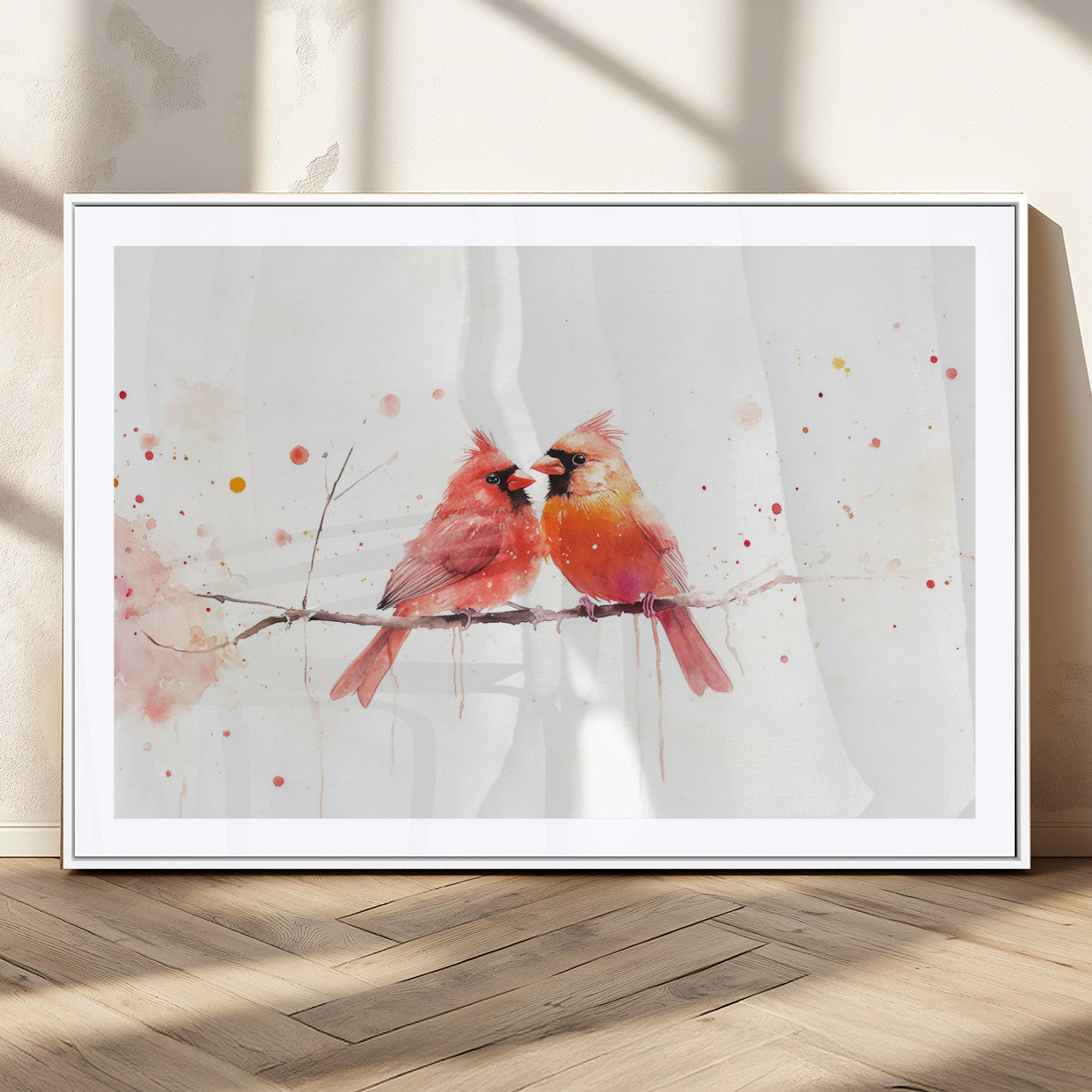 MGC-FP-36x24 - Cardinal Bird Canvas Wall Art - Male and Female Cardinal Print - Nature-Inspired Bird Wall Decor for