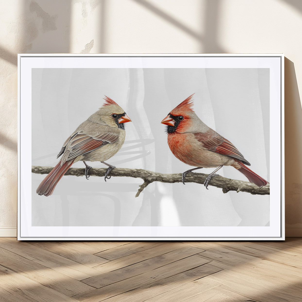 MGC-FP-36x24 - Cardinal Canvas Wall Art - Male and Female Cardinal Print - Nature-Inspired Bird Wall Decor for Home