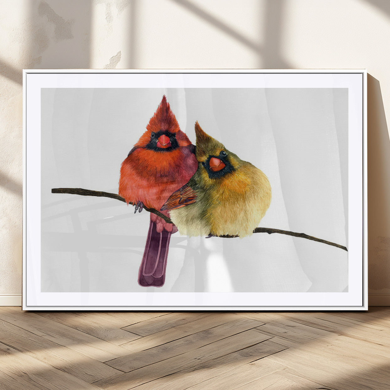 MGC-FP-36x24 - Cardinal Bird Canvas Wall Art - Male and Female Cardinal Print - Nature-Inspired Bird Wall Decor for