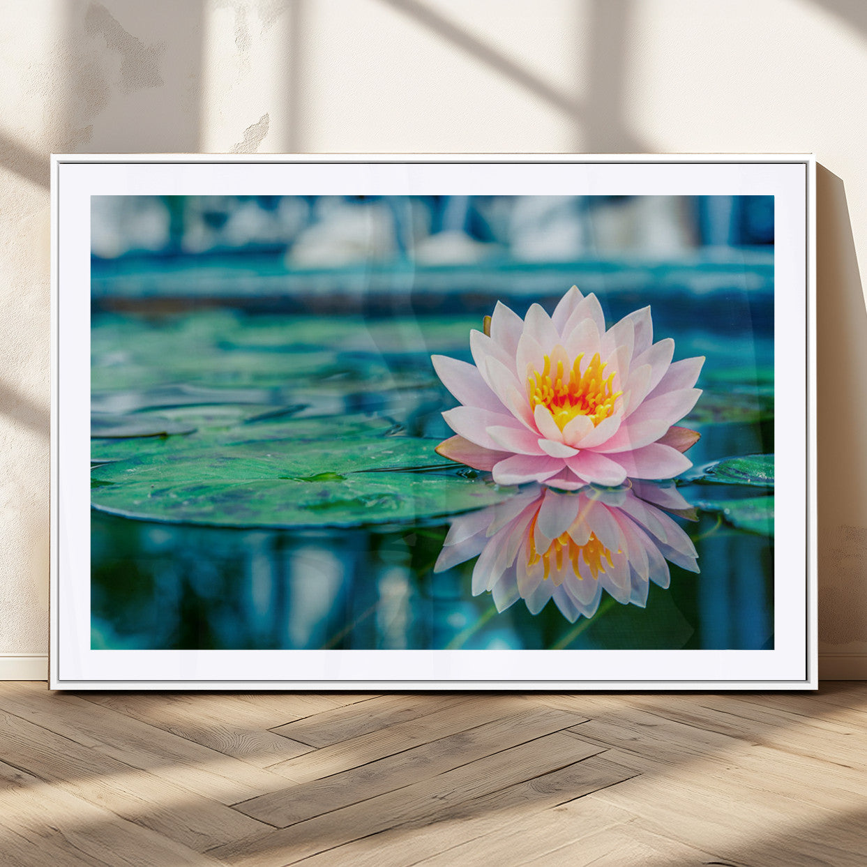 MGC-FP-36x24 - Lotus Flower Wall Art Canvas Print, Water Lily Large Wall Art Canvas Print for Yoga Room Decor,