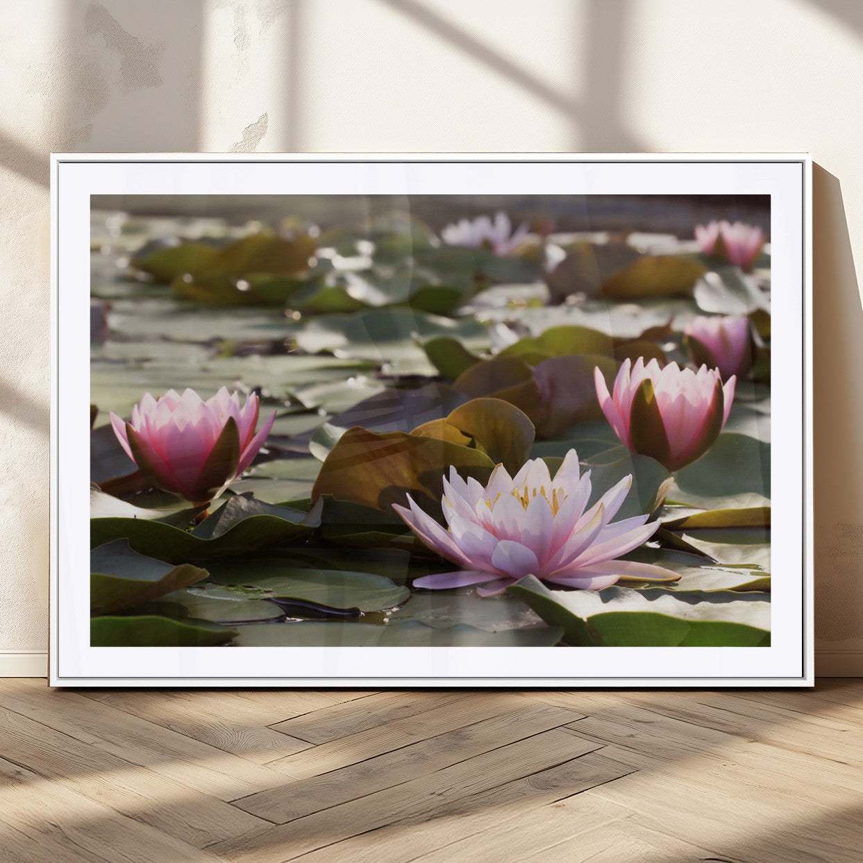 MGC-FP-36x24 - Lotus Flower Wall Art Canvas Print, Water Lily Large Wall Art Canvas Print for Yoga Room Decor,