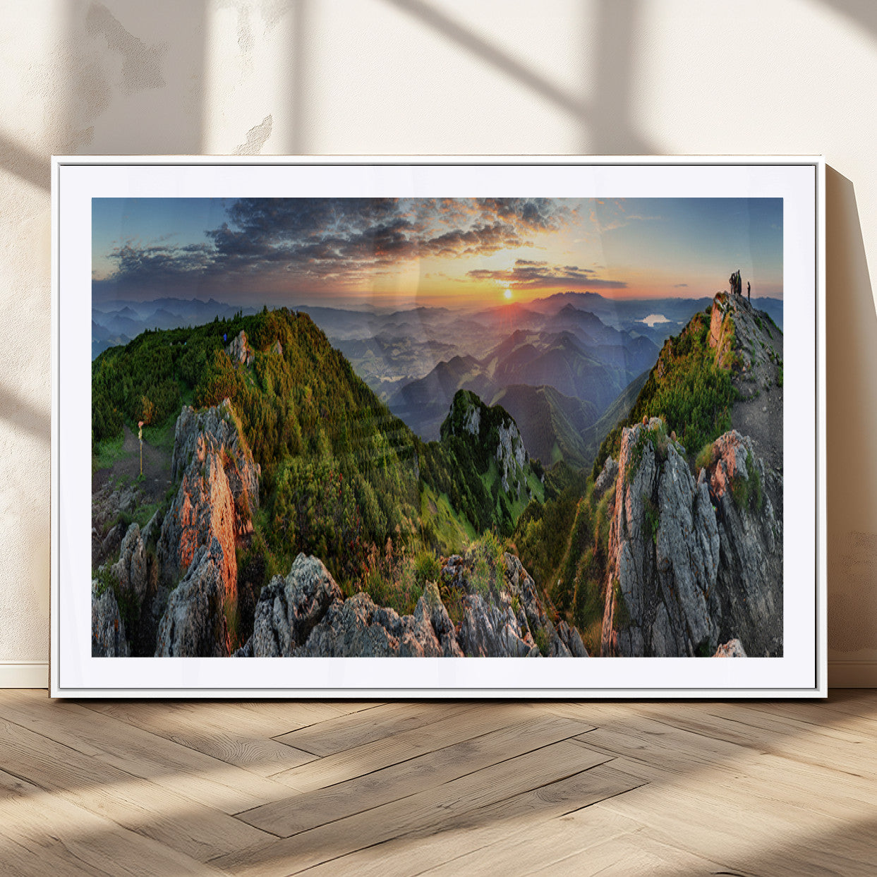 MGC-FP-36x24 - Mountain Sunset Panoramic Canvas Print – Scenic Wilderness Landscape, Majestic Summit , Multi-Panel