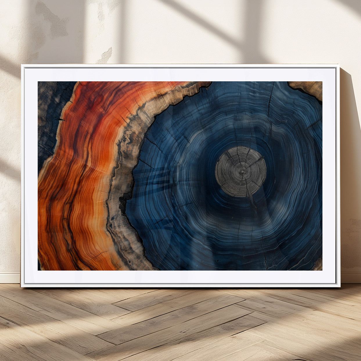 MGC-FP-36x24 - Tree Rings Wall Art Canvas Print, Rustic Wood Print, Framed Natural Texture Art Print, Wood Grain