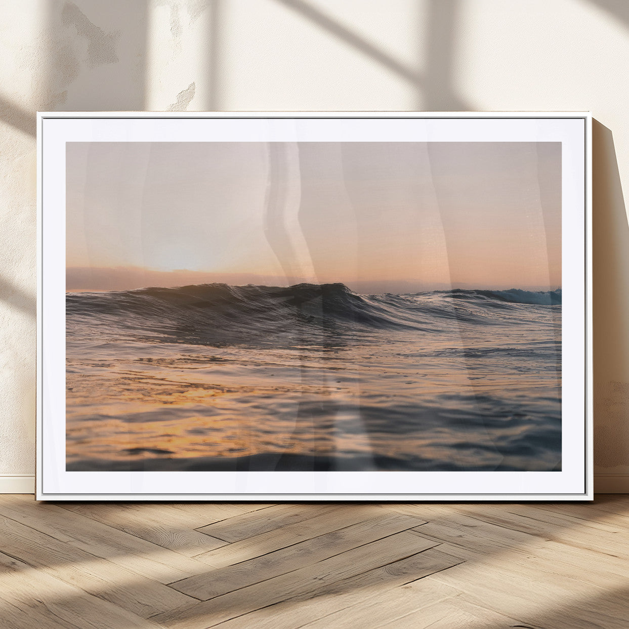 46299358-MGV-CV-36X24 - Golden Sunset Ocean Wall Art – Tranquil Waves & Peaceful Horizon Canvas Print, Soft Light and Evening Glow for Serene Beach, Home or Nature Decor