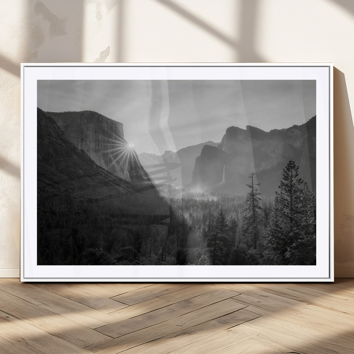 MGC-FP-36x24 - Yosemite Valley Wall Art Canvas Print, Framed El Capitan Sunrise Art Picture Print, Misty Mountain Perfect Modern Rustic Decor Artwork