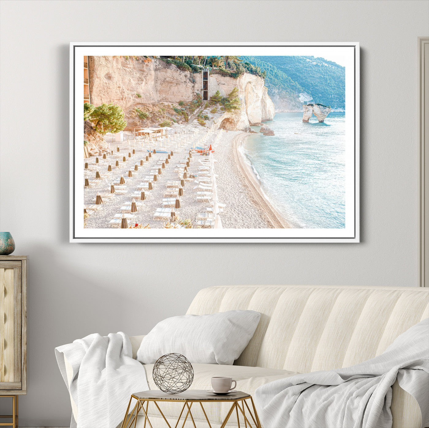 84816639-MGC-FP-36x24-Beach Wall Art Canvas Print – Framed Coastal Seascape Summer Shore Relaxing Ocean Landscape Artwork for Home Office