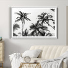 46641801-MGC-FP-36x24-Palm Wall Art Canvas Print, Framed Tropics Art Picture Print, Monochrome Perfect Minimalist Decor