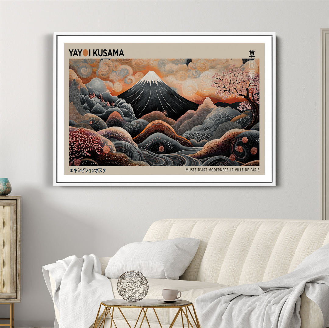 Modern Japanese Wall Art Print Yayoi Kusama Canvas Wall Art Abstract Mount Fuji Canvas Print Japanese Landscape Art Printing