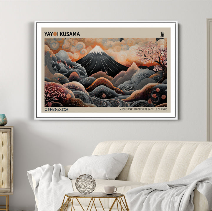 Modern Japanese Wall Art Print Yayoi Kusama Canvas Wall Art Abstract Mount Fuji Canvas Print Japanese Landscape Art Printing