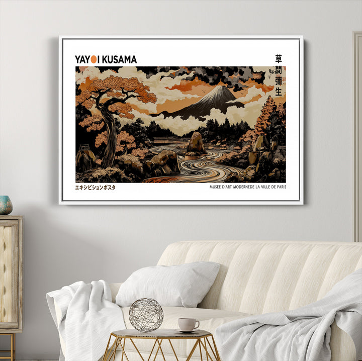Modern Japanese Wall Art Print Yayoi Kusama Canvas Wall Art Abstract Mount Fuji Canvas Print Japanese Landscape Art Printing