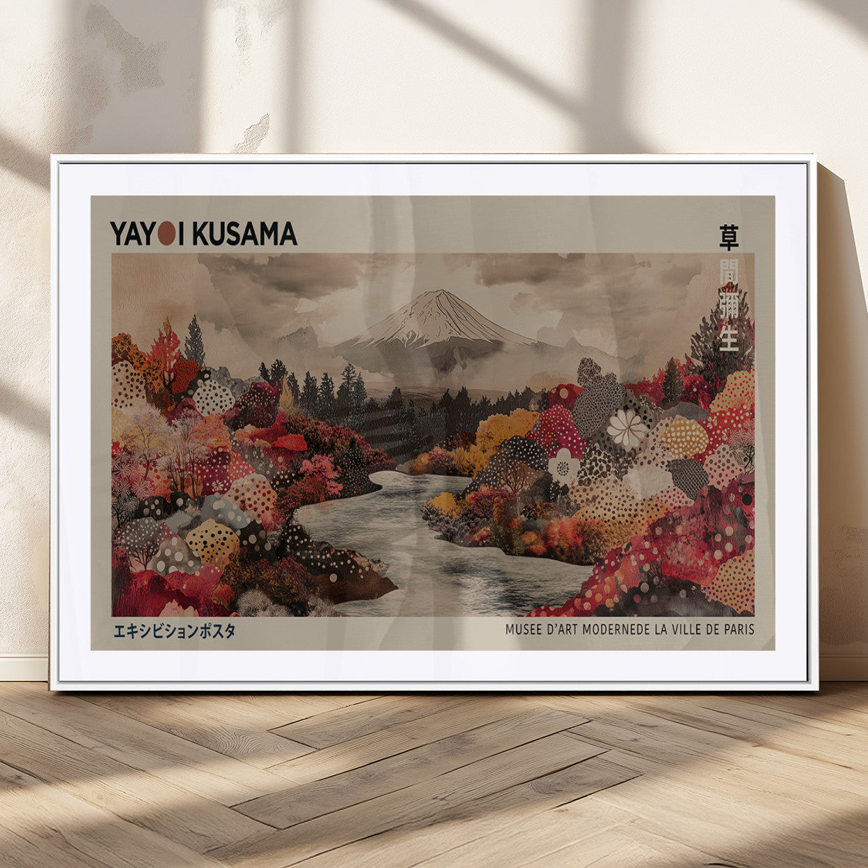 MGC-FP-36x24 - Modern Japanese Wall Art Print Yayoi Kusama Canvas Wall Art Abstract Mount Fuji Canvas Print