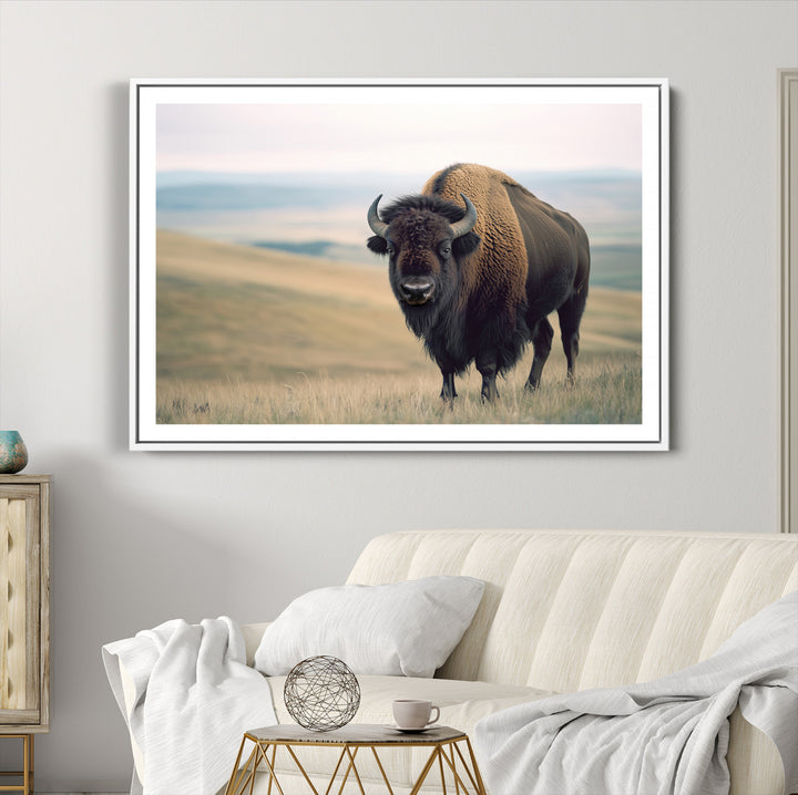 Bison Wall Art Wall Art Canvas Print, Buffalo Canvas Print Print, Framed American Bison Decor Art Print, Large Frontier Style Printing Perfect