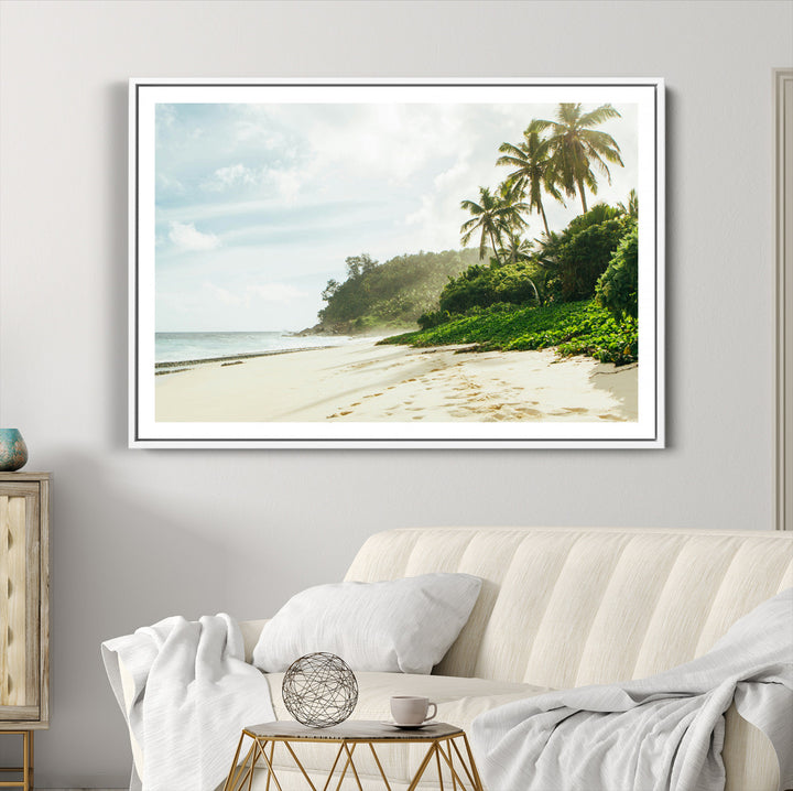 Relaxing Beach Wall Art Canvas Print, Framed Ocean View Art Picture Print, Coastal Serenity Perfect Tropical Coastal Decor Artwork