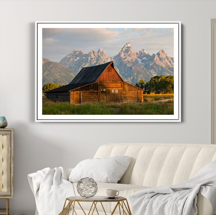 Rustic Barn Wall Art Canvas Print, Framed Western Landscape Art Picture Print, Farmhouse Style Perfect Rustic Farmhouse Decor Artwork