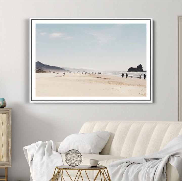 Minimalist Beach Wall Art Canvas Print, Framed Coastal Serenity Art Picture Print, Soft Sand Perfect Coastal Decor Artwork