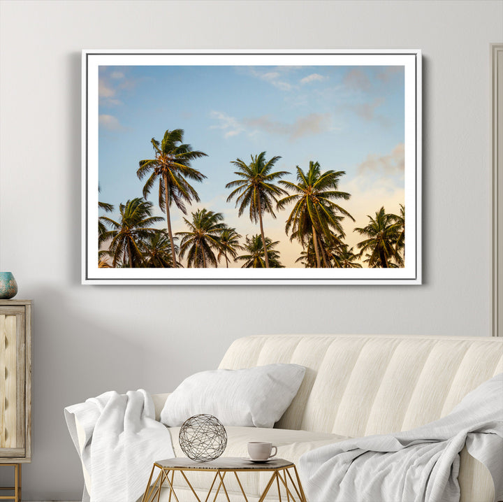 Palms Wall Art Canvas Print, Framed Tropical Art Picture Print, Coastal Perfect Coastal Decor Artwork