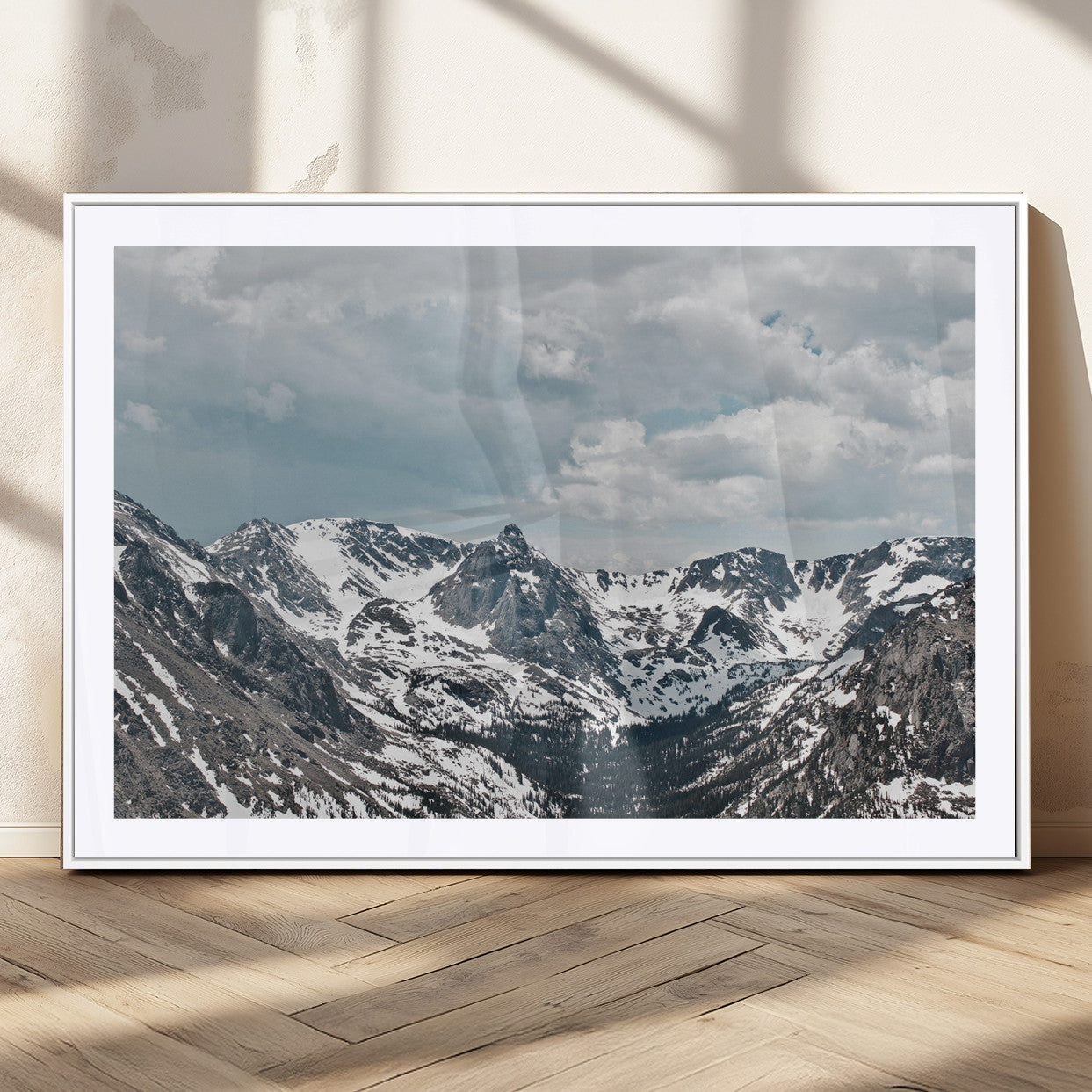 MGC-FP-36x24 - Snowy Peaks Wall Art Canvas Print, Framed Alpine Wilderness Art Picture Print, Mountain Escape Perfect Winter Serenity Decor Artwork