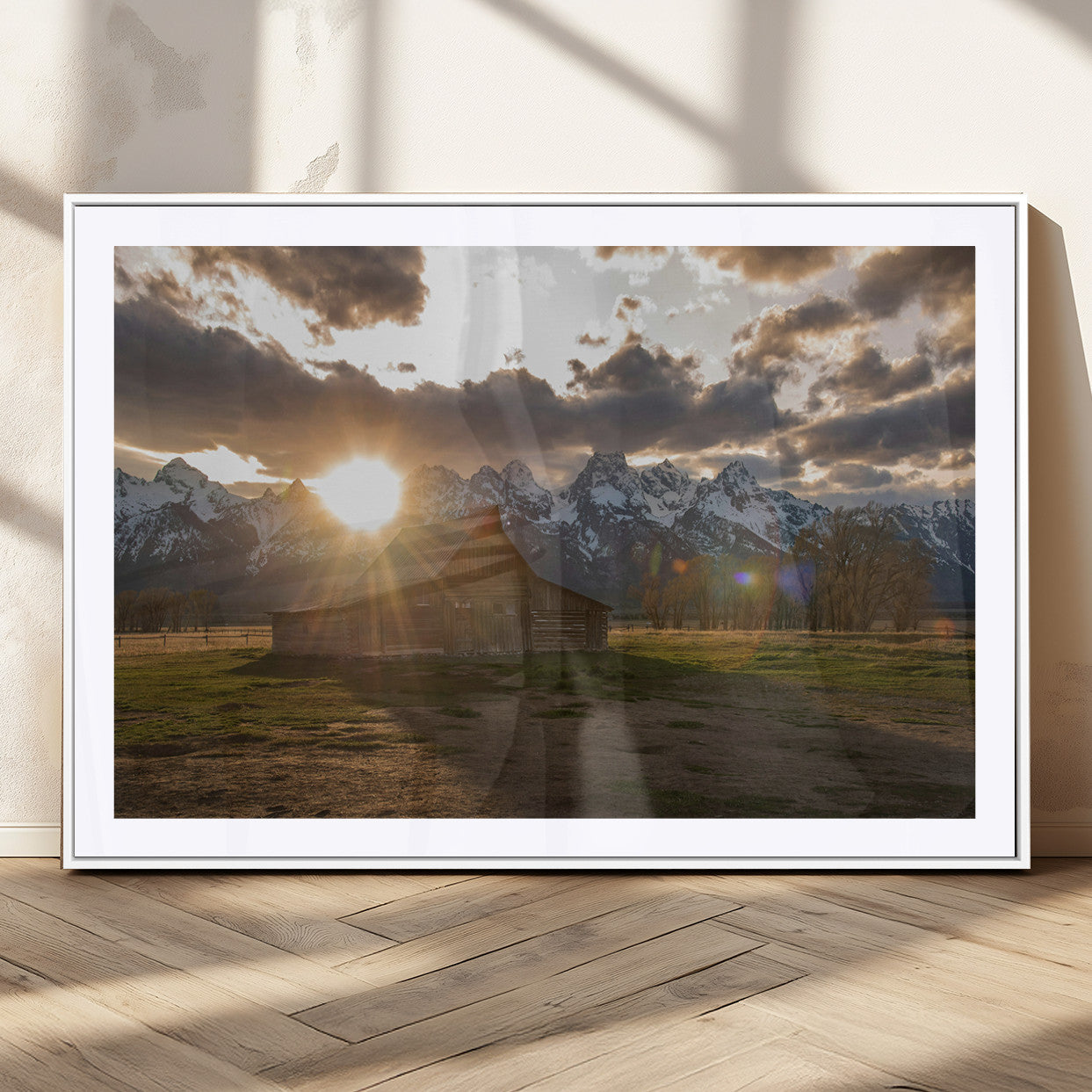MGC-FP-36x24 - Snowy Peaks Wall Art Canvas Print, Framed Nature Escape Art Picture Print, Rustic Charm Perfect Rustic Western Decor Artwork