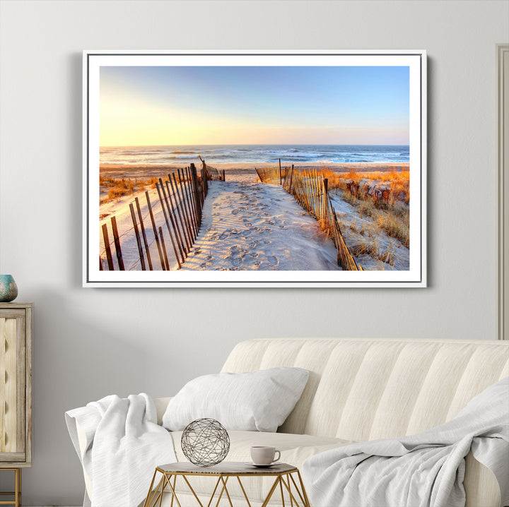 Ocean Sunset Wall Art Wall Art Canvas Print, Framed Nautical Photography Art Picture Print, Summer Beach House Decor Perfect Coastal