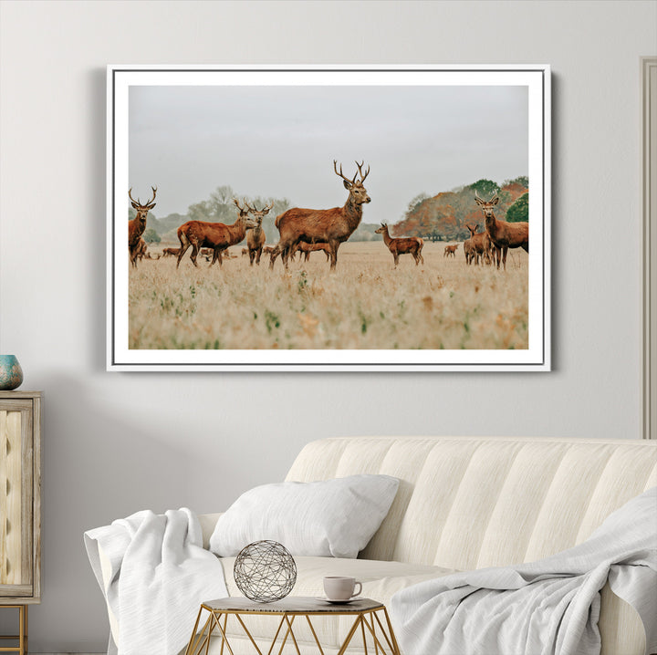 Rustic Deer Print Wall Art Canvas Print