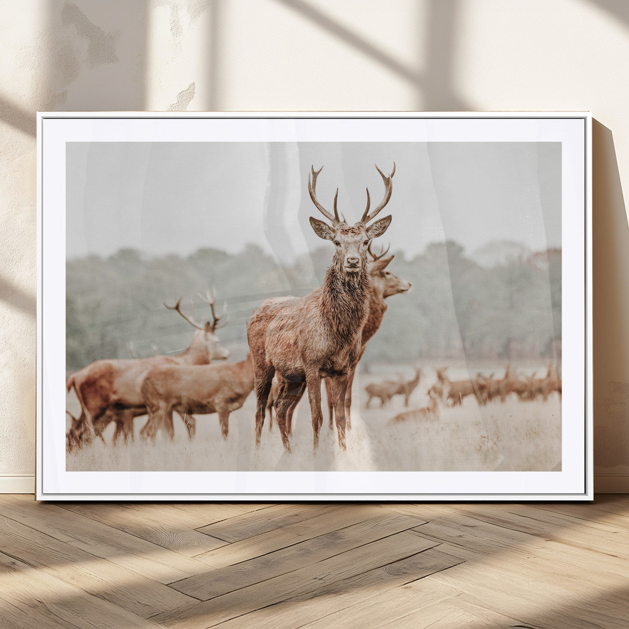 MGC-FP-36x24 - Rustic Nature Art Wall Art Canvas Print, Framed Stag Canvas Print Art Picture Print, Woodland Decor Perfect Rustic Lodge Decor Artwork