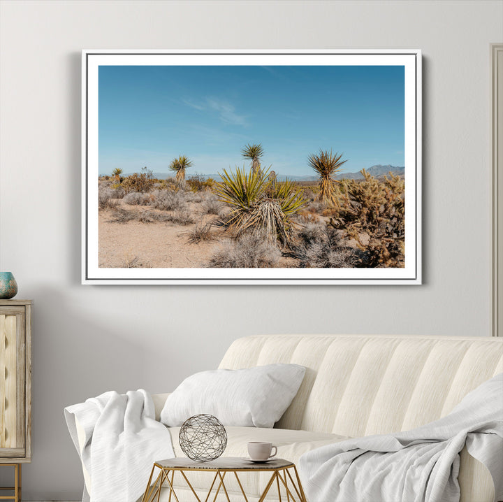 Joshua Tree Wall Art Canvas Print, Desert Landscape Print, Framed Warm Earth Tones Art Print, Large California Southwest Printing