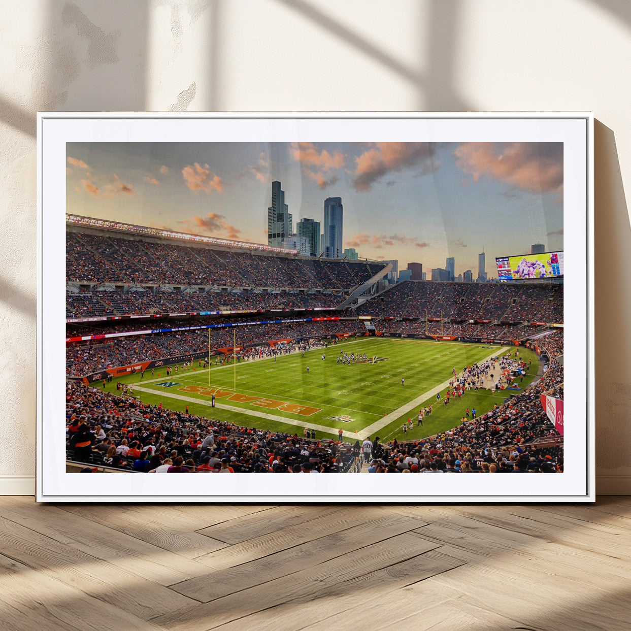 MGC-FP-36x24 - Chicago Bears Soldiers Field Wall Art Canvas Print – Framed Football Stadium Artwork for Sports